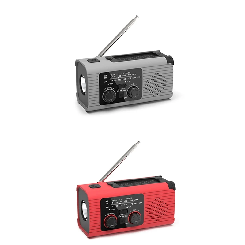 

2000Mah Portable LED Emergency Lights With SOS Radio Outdoor Camping Solar Charging FM Radio Portable Lamps Gray