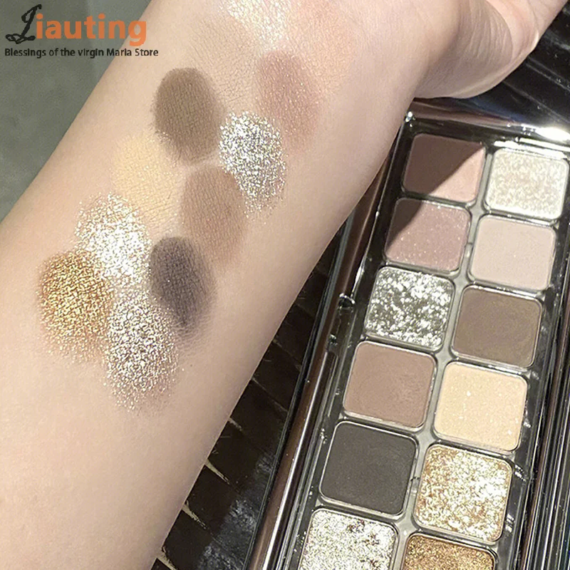 DIKALU 12 色グリッターアイシャドウパレット光沢のあるファッショナブルなアイメイクセメントカラー長期的なアイシャドウパレット化粧品