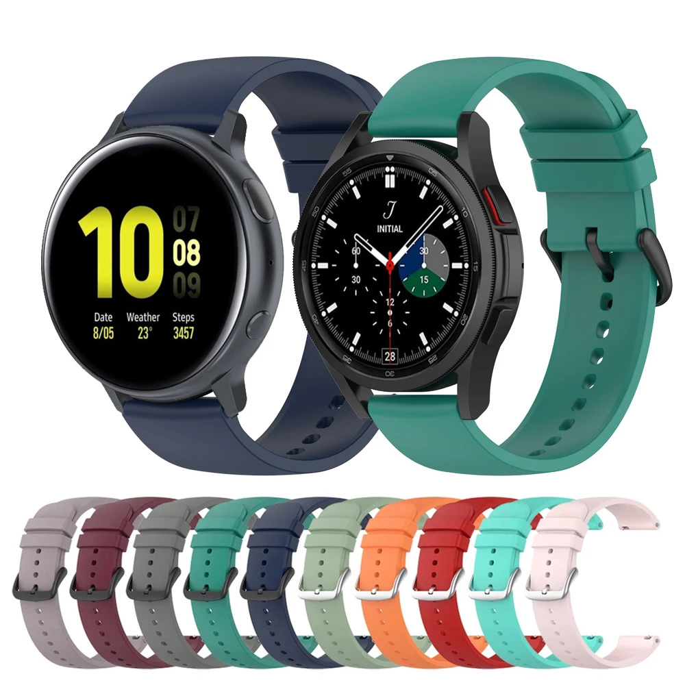 

Watch Bracelet For Samsung Galaxy Watch 4 40mm 44mm/Active 2 Sport 20mm Silicone Strap For Galaxy Watch 4 Classic 42mm 46mm Band