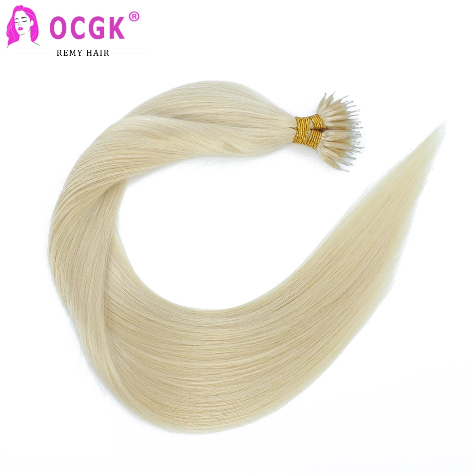 Nano Ring Hair Extensions Human Hair Straight Micro Bead Hair Extensions Micro Loop Human Hair Extensions Micro Ring Extensions