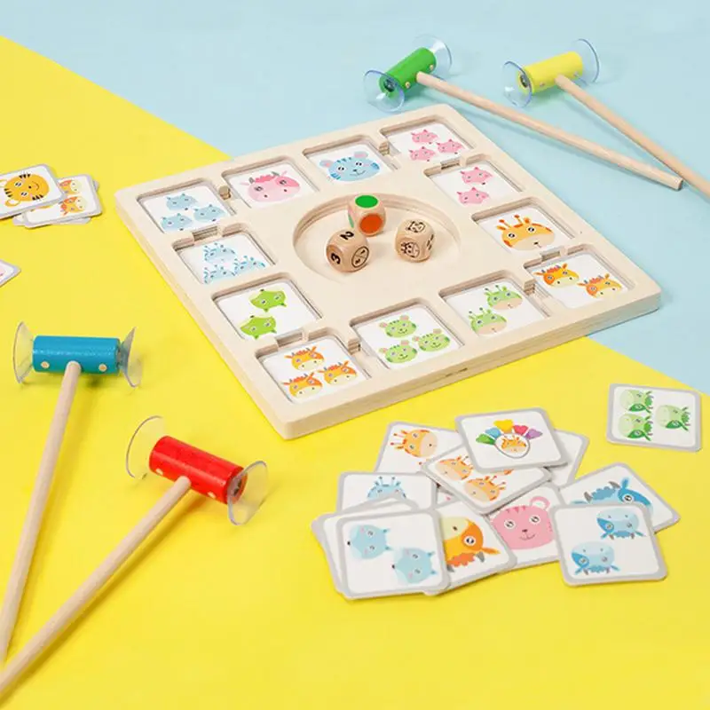 Memoria in legno Match Stick Gioco da tavolo a colori per scacchi Giocattoli motrici fini con carte animali Puzzle Giocattoli educativi Montessori per bambini