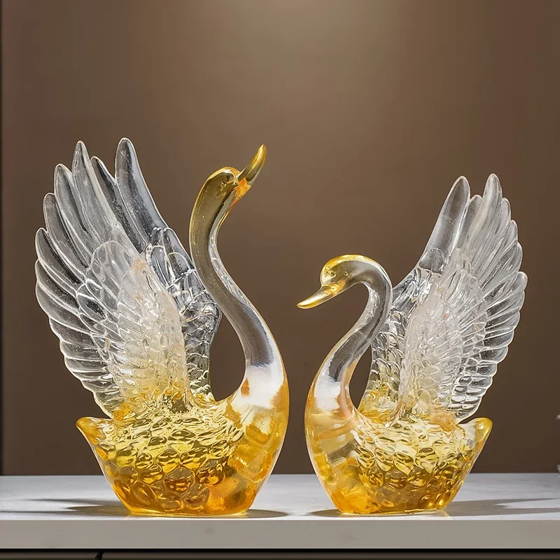 

Home Decor Sculpture A Set Swan Ornament Living room Foyer TV Cabinet Table Office Desktop Figures Decoration Gifts Customized