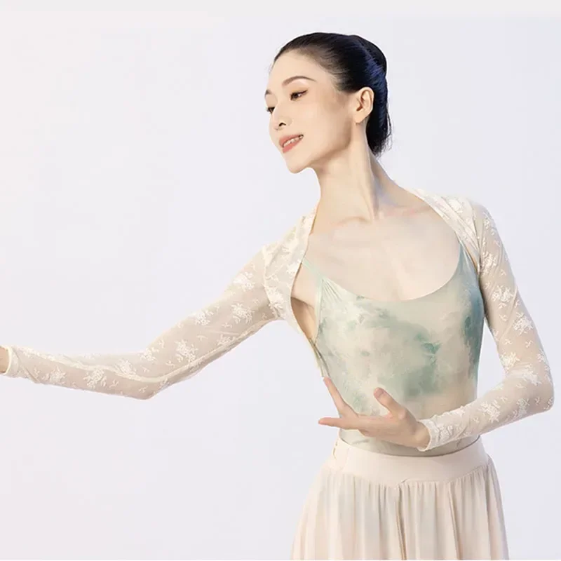 Elegant Lace Ballet Tops Long Sleeve Shawl Dance Practise Training Wrap Coat Woman Shirt Adults Classic Dance Costumes
