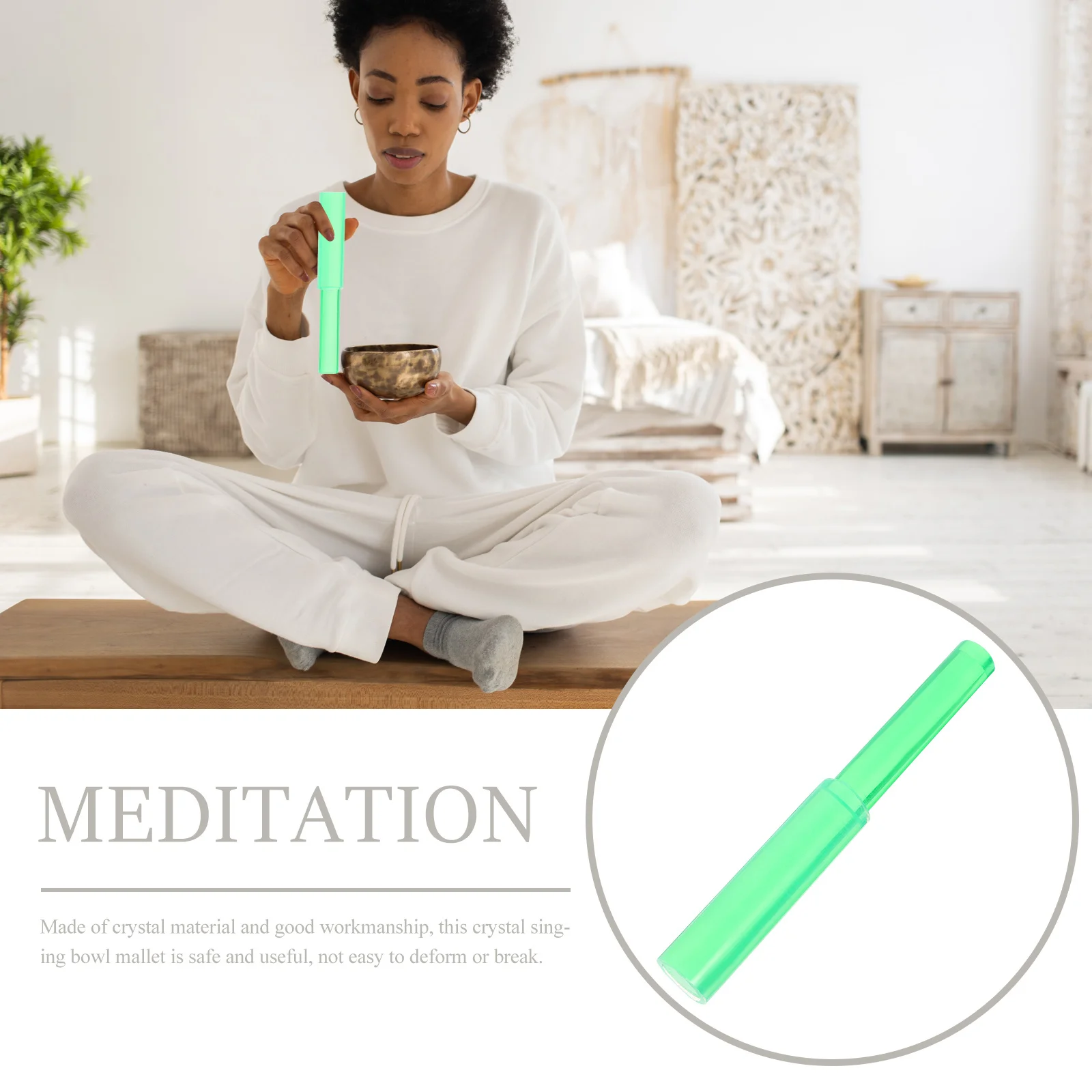 

Crystal Singing Bowl Mallet Meditation Sound Bowl Mallet Clear Sound Durable Crystal Stick for Music Meditation Accessories