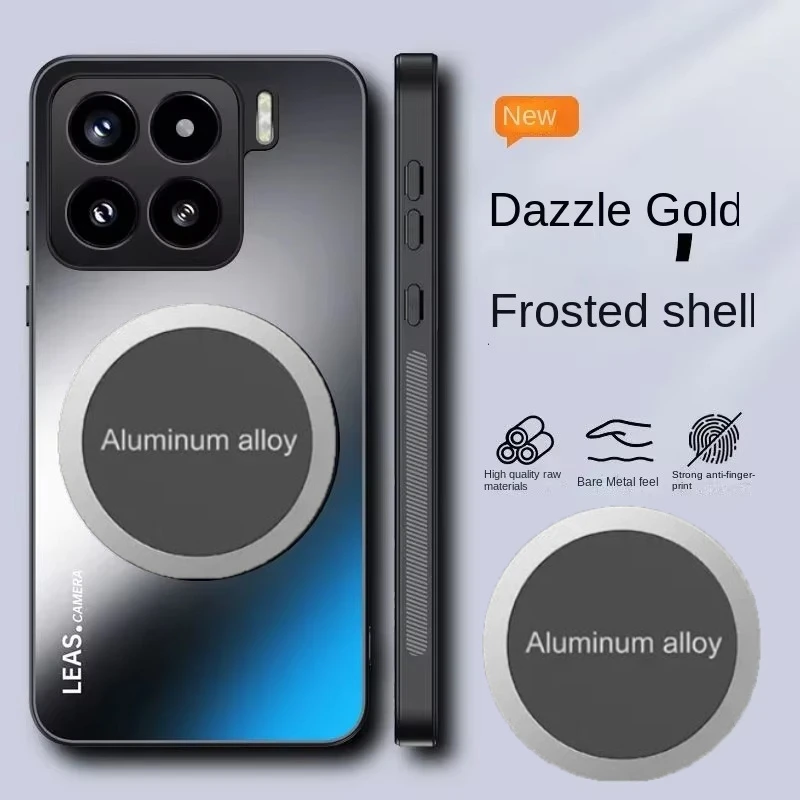 Luxury Metal Car Magnetic Holder Stand Matte Phone Case for Xiaomi 14T 14T Pro 13T 13T Pro 12T AG Frosted Protect Silicone Cover
