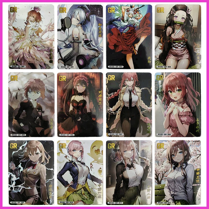 

Anime Goddess Story Rare GR Refraction Foil Hatsune Miku Tokisaki Kurumi Makima Toys for boys Collectible Cards Birthday Present