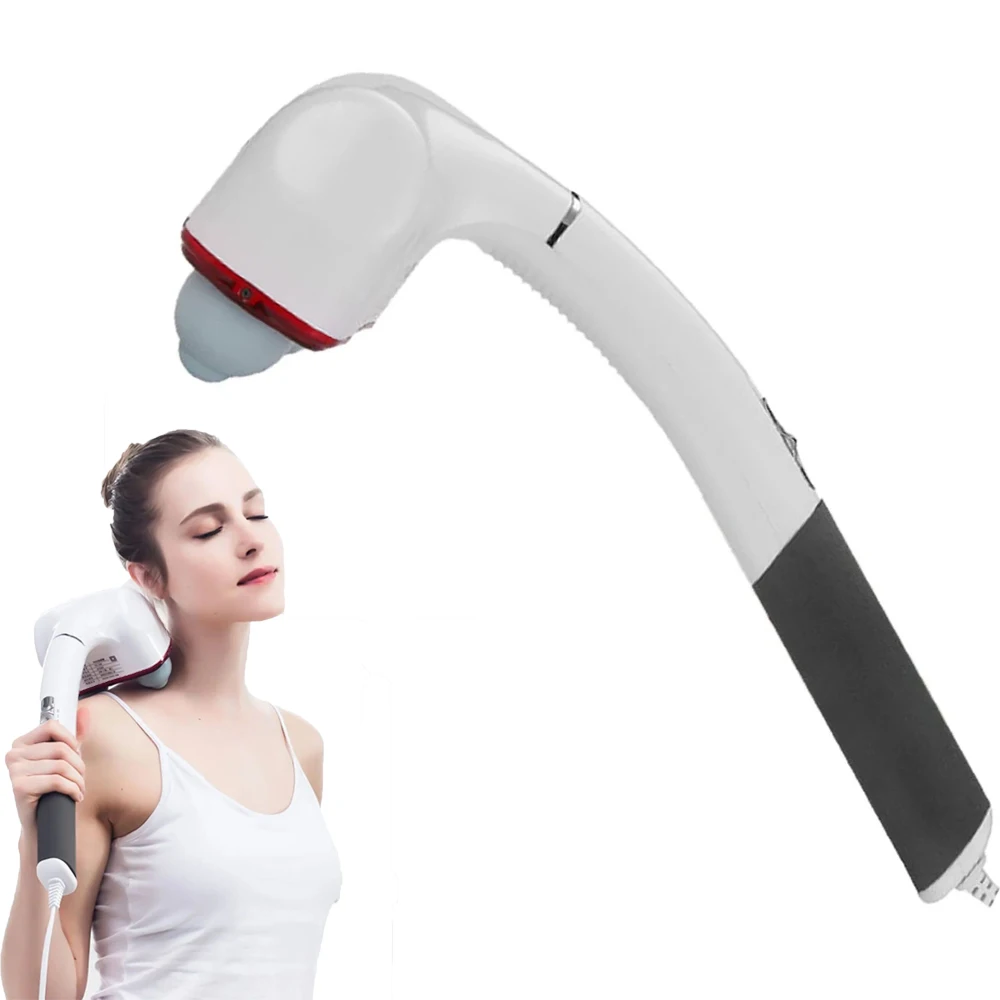 Handheld Neck Back Massager Deep Tissue Percussion Massage Hammer for Muscles Neck Body，Relax Stick Roller with 2 Massage Head