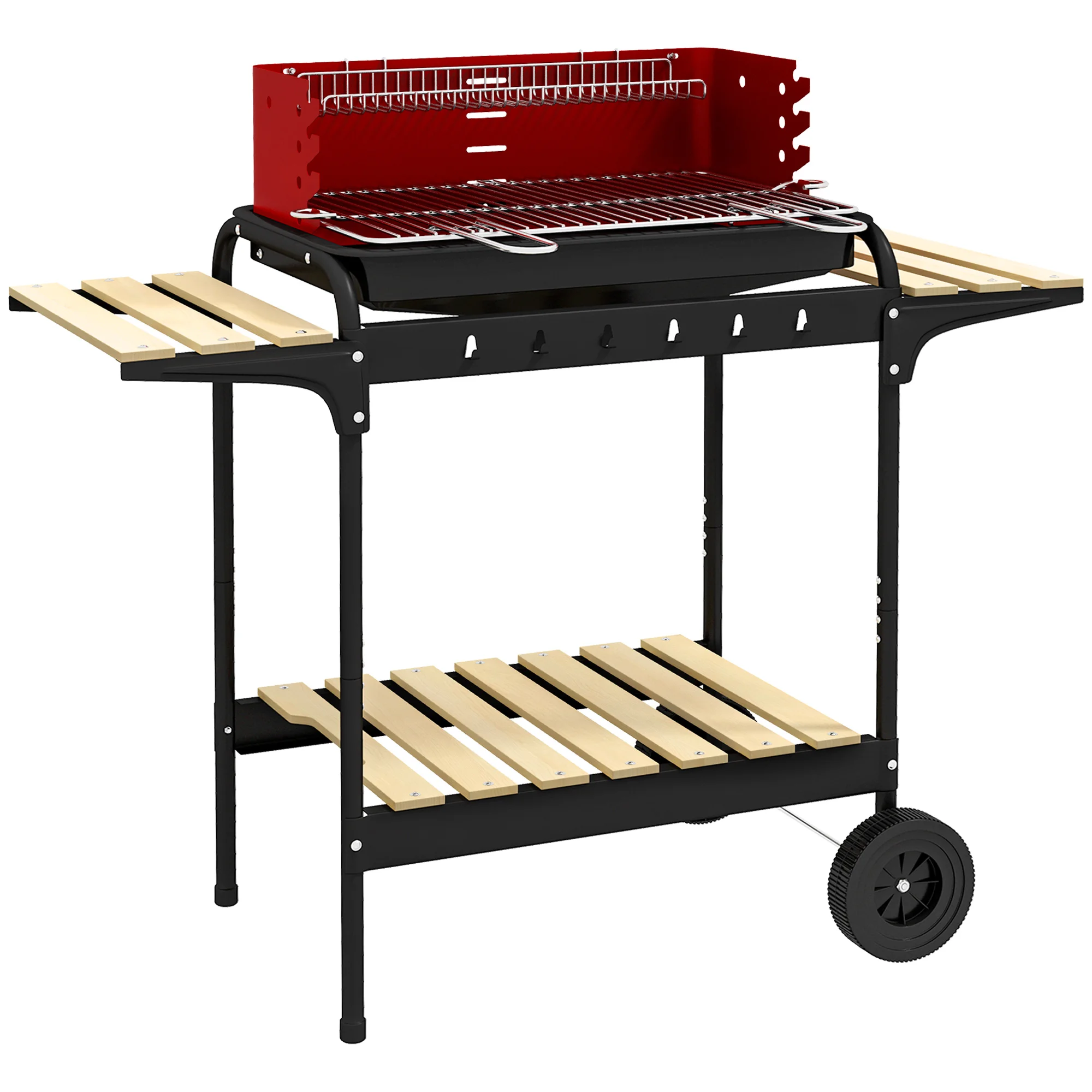 Outsunny Barbacoa de Carbón con Ruedas Parrilla Ajustable en Altura