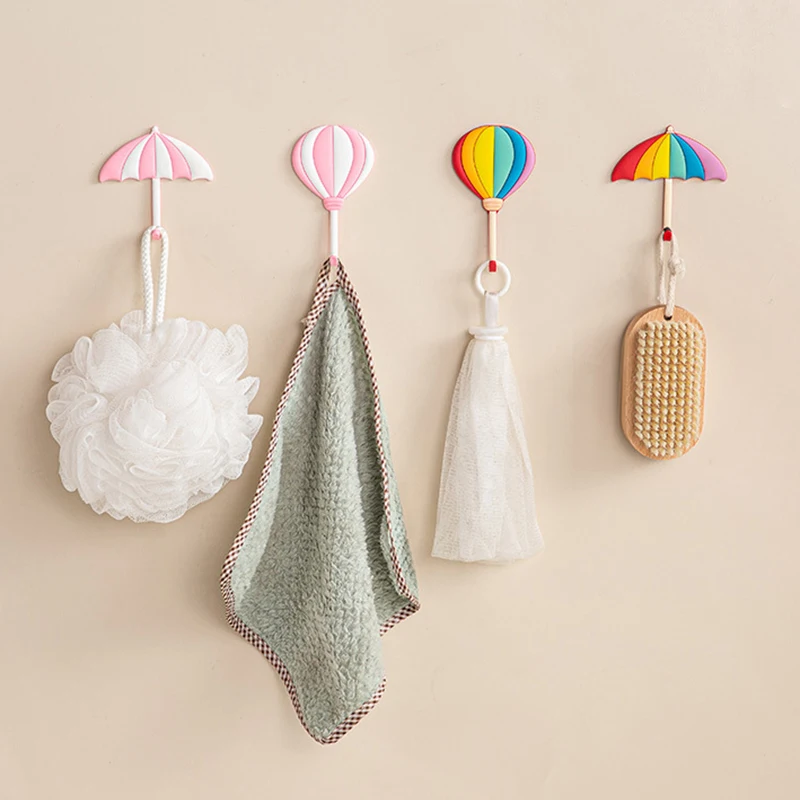 Hot Air Balloon Wall Hooks Umbrella Adhesive Fridge for Keys Wall Crochet Holder Removable Kitchen Washed holder Hook Home Decor