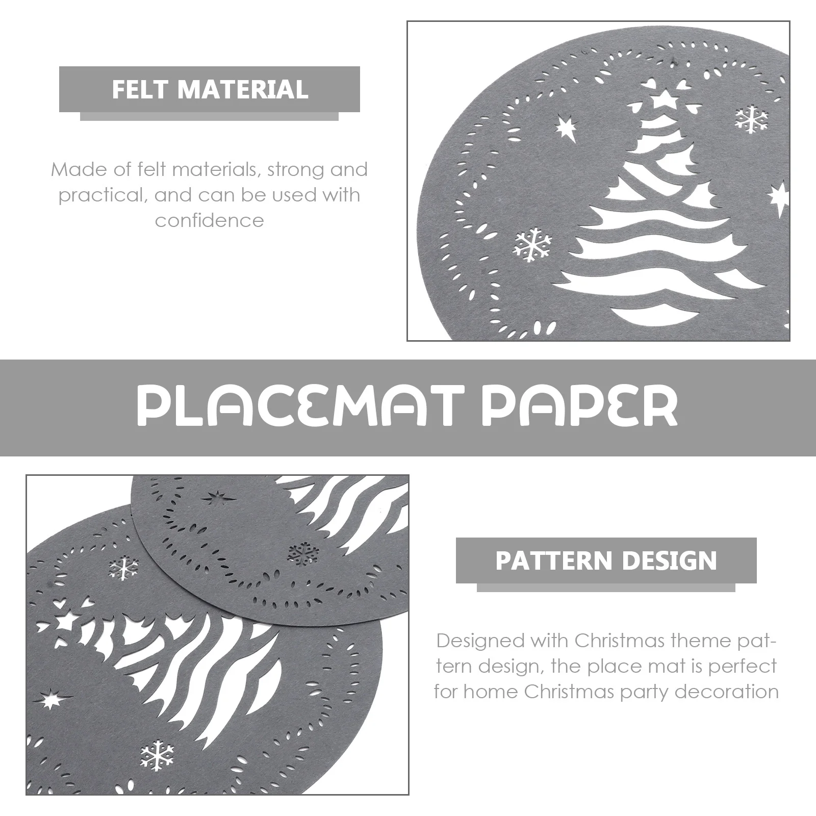 

4Pcs Christmas Tree Placemat Felt Xmas Party Table Mats Anti-Slip Dinner Table Coasters Placemats Christmas Supplies