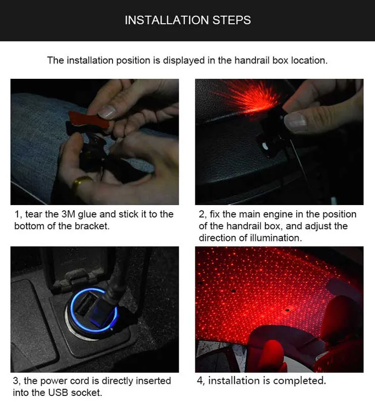 Luzes da estrela do carro led projeção luz decorativa usb luz ambiente retrofit luzes de teto voz controlada streamer