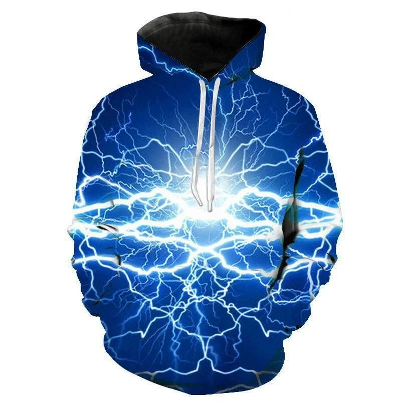 Fashion Lightning 3D Print Hoodie Men Women Hoodies Streetwear Oversized Pullovers Hooded Sweatshirts Male Tops Clothing S-7XL