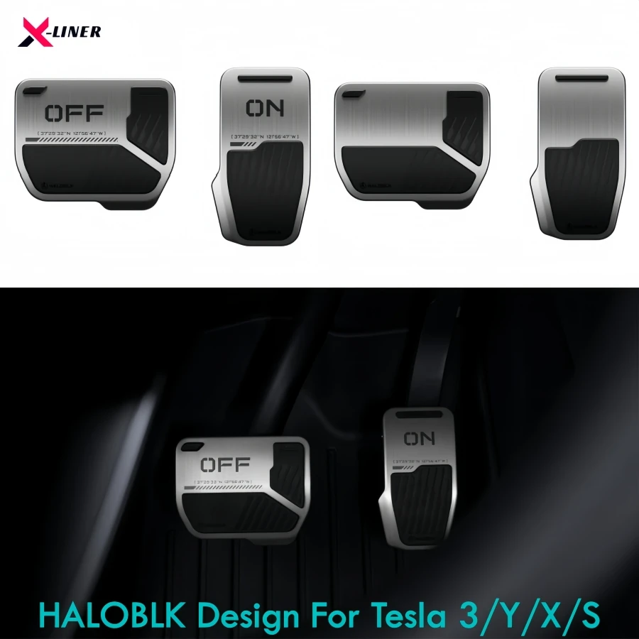 HALOBLK Performance Alloy Foot Pedals Designed for Tesla Model Y / Juniper & Model 3/ Highland & Model X/S 2024 2025