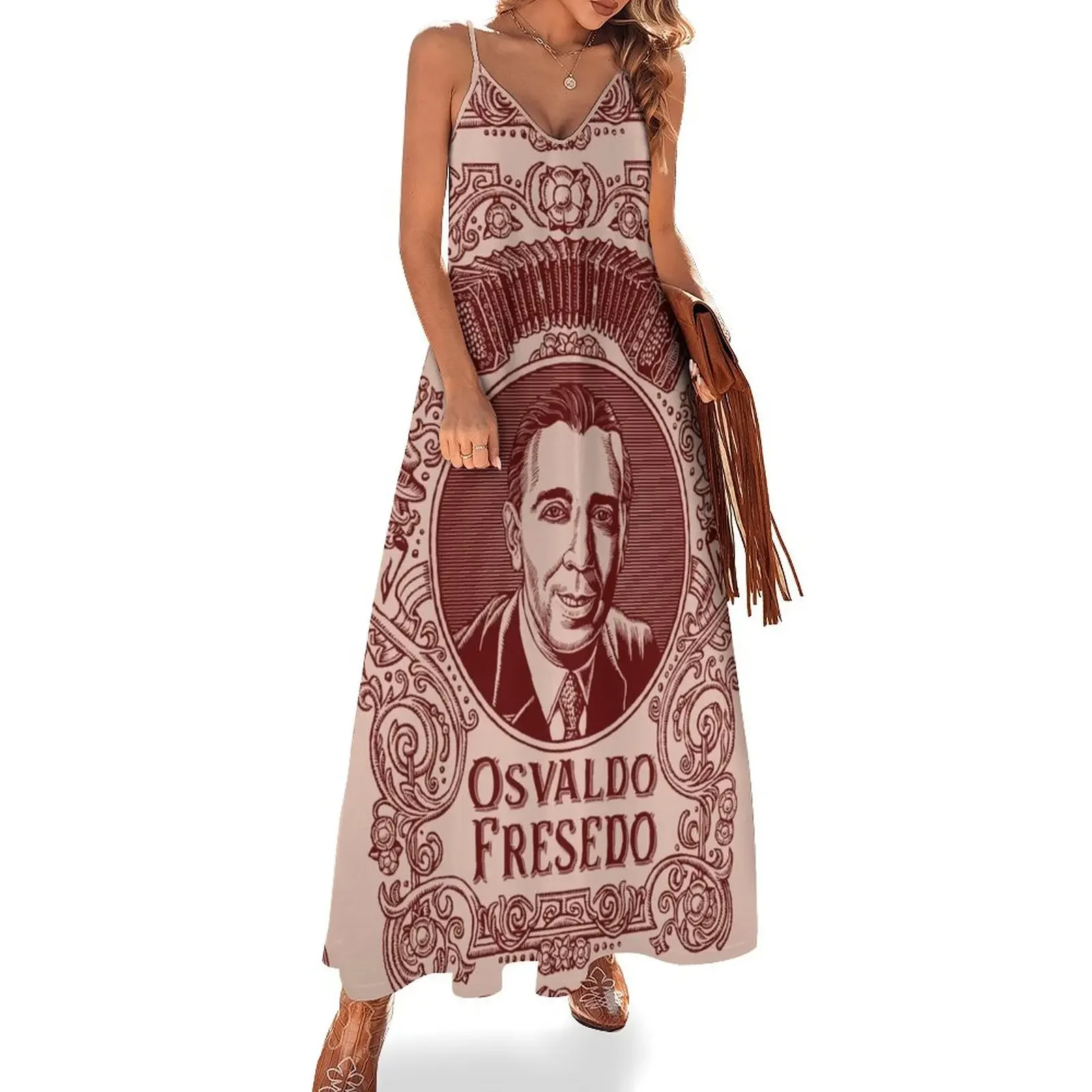 

Osvaldo Fresedo in Red Sleeveless Dress Bridesmaid dress woman Female dress women summer beach