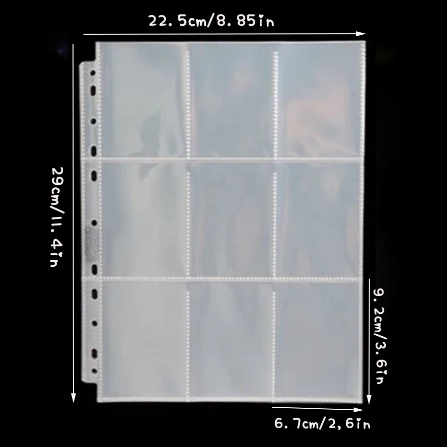 50 Stück/Packung 900 Taschen A4 11 Löcher Binder Nachfüllbeutel, Universal 3 Zoll Sammelbuchtaschen, 9 Gird Double Side Postkarten Karten halten – Detail 7