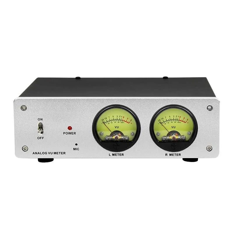 Dual VU Level Meter Music Spectrum Analyzer – Voice Control LED Yellow Backlight Dual Mode Aluminum Alloy Panel