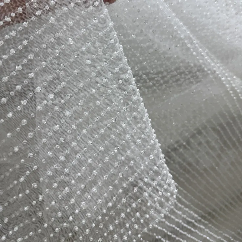 جديد العمودي حبة الترتر نسيج الدانتيل والتطريز DIY فستان الزفاف ثوب مسائي حبة الغزل الأقمشة للخياطة