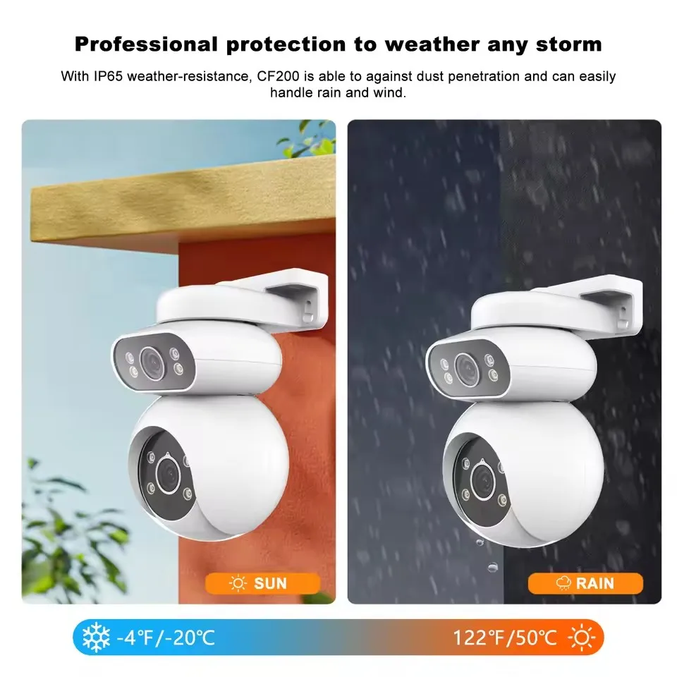 CF200 5MP IP65 Two-way Audio Talk Camera Color Night Vision PIR 38 Music Options Automatic Push Alarm All-day Storage CCTV Cams