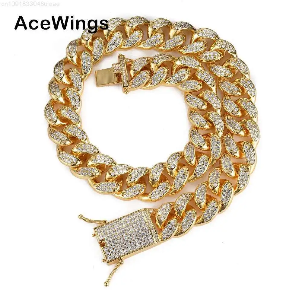 

BC011 20mm Chunky Brass Iced Out Chain Hip Hop Jewelry Cuban Link Chain Mens Necklace Chain Bling Jewelry