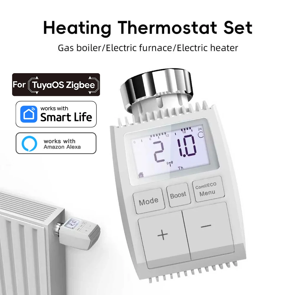 

Привод радиатора Tuya ZigBee, умный термостатический клапан TRV с внутренним датчиком температуры для управления Tuya Smart Alexa