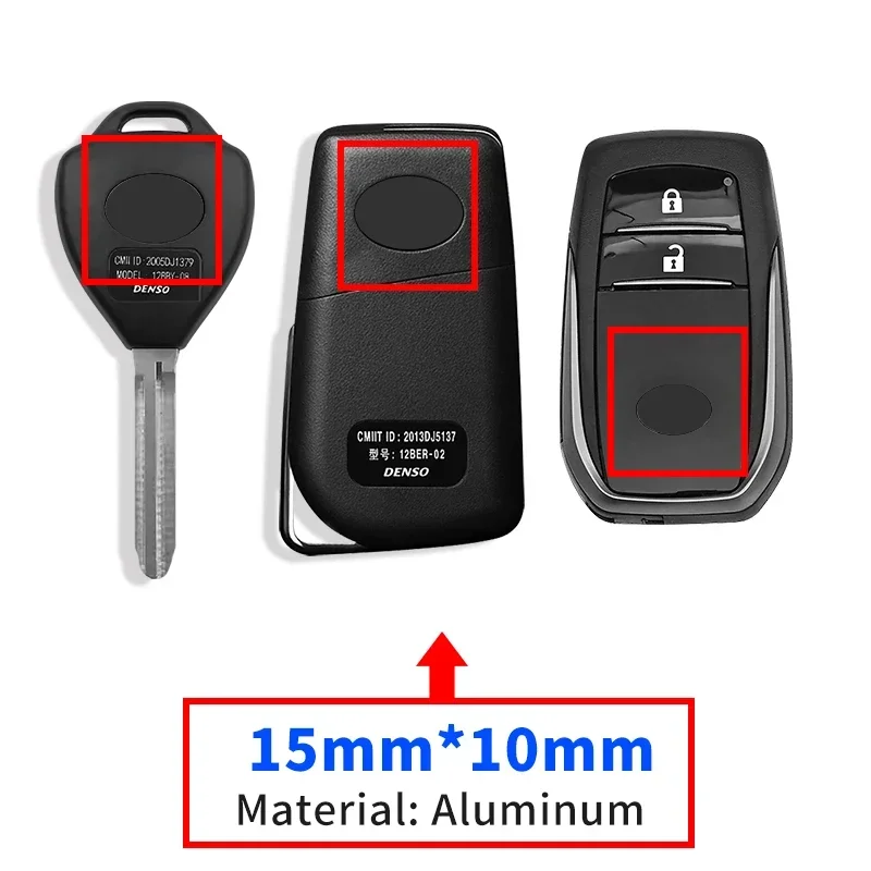 

15 мм наклейка на ключ автомобиля с логотипом 3D металлическая эмблема для Toyota Corolla Camry RAV4 Yaris Vios Highlander Alphard Cruiser Hilux Prius Auris