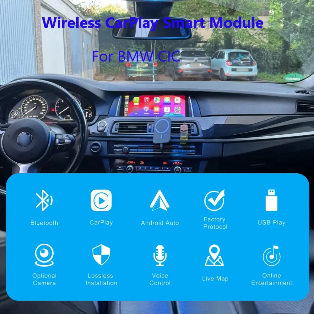 وحدة CarPlay اللاسلكية Android Auto لسيارات BMW 3 E60 5 F10 7 F01 X1 X3 X4 X5 X6 CIC نظام F11 F07 E84 F25 F26 E70 E71 Car Play