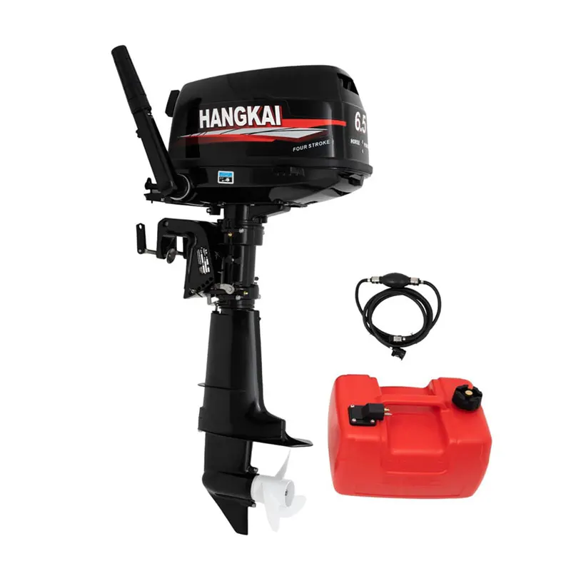 

Четырехтактный подвесной лодочный мотор 6.5 л.с. с ручным запуском и внешним 12-литровым масляным баком для лодки