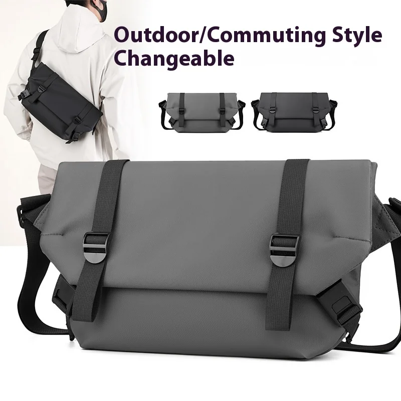 

Новая черная кожаная сумка-мессенджер из пленки, модная функциональная мужская сумка, плоский рюкзак через плечо на одно плечо