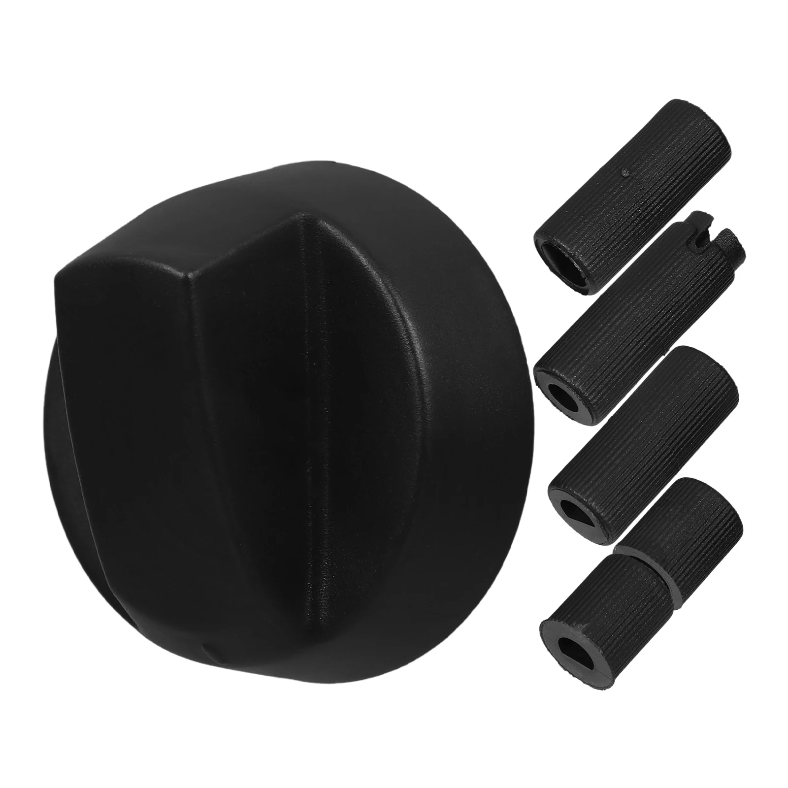 Black Universal Stove Oven Gas Grill Control Knobs 5 Adapters Heat Resistant Replacement For Timer Burner Bbq Range Compatible