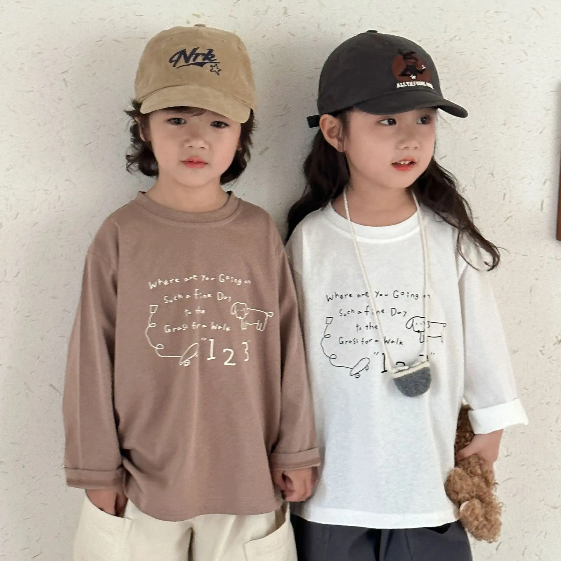 2026 Spring New Children Long Sleeve T Shirts Letter Print Girls Cotton Casual Tees Boys Versatile Bottoming Shirts Kids Clothes