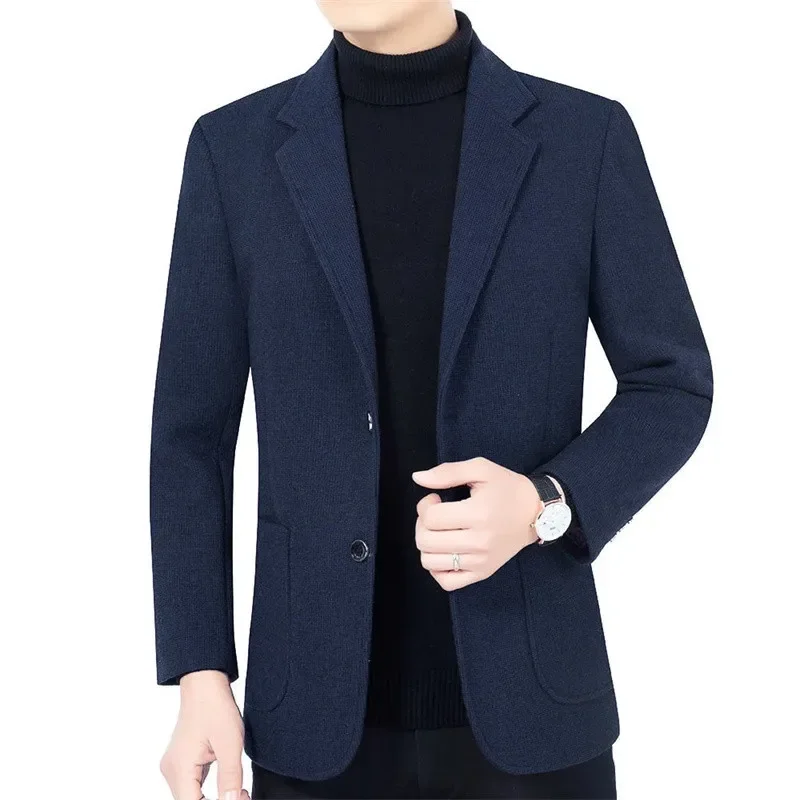 Autumn New Business Men\'s Blazer Korean Fashion Trend Solid Color Suit Coat Wool Blends High Quality Slim Men\'s Suit Jacket 3XL