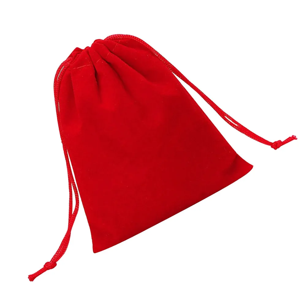 

50Pcs 9Cm Red Soft Fabric Drawstring Bags for Jewelry Storage Gift Packaging Wedding Party Candy Beads Travel Display Pouches
