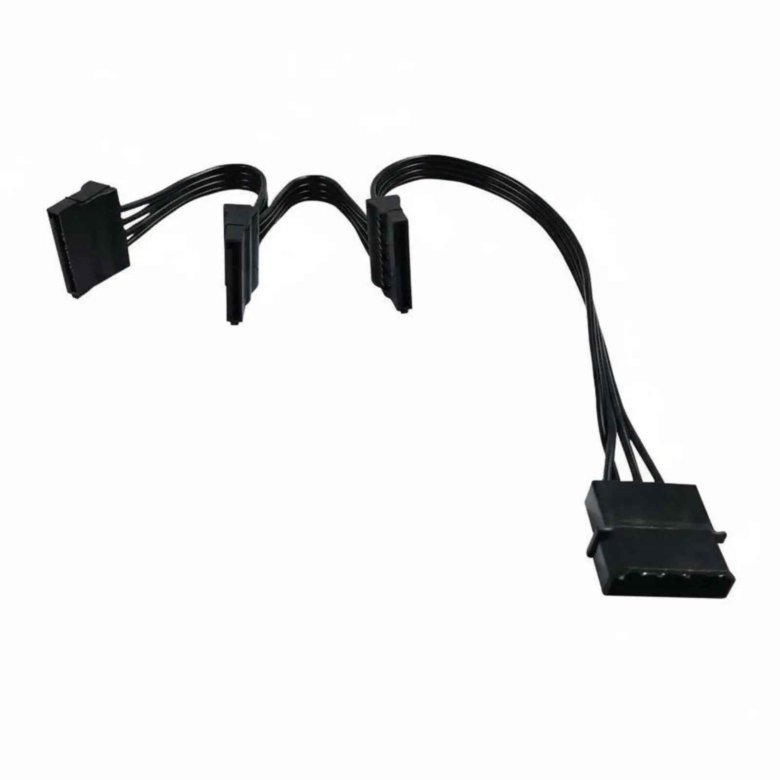 Sata Power Cable 4 Pin to 3 Way Sata Adapter Oxygen Free Copper Stable Converter for Desktop Hard Drive