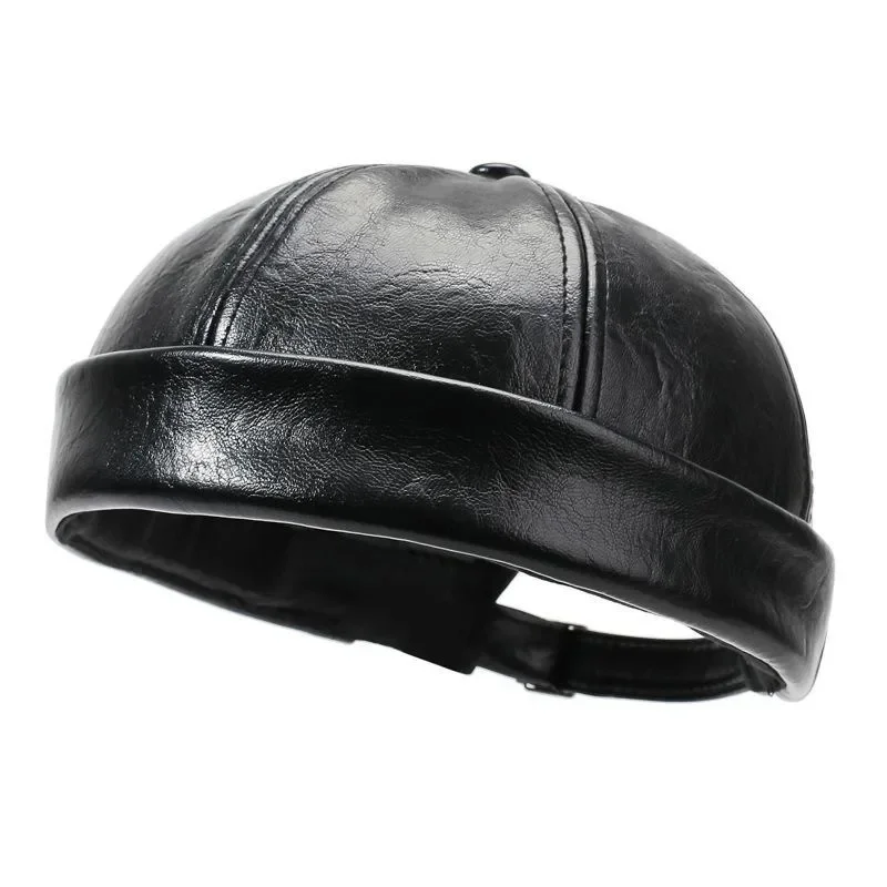 Unisex Spring Autumn New PU Leather Vintage Skull Cap Street Hipster Casual Hat
