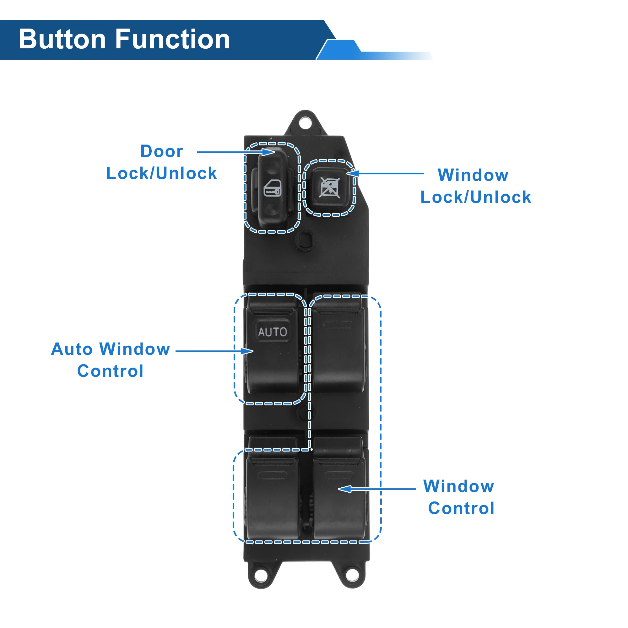

UXCELL передний левый переключатель стеклоподъемника со стороны водителя для Lexus ES300 1991-1996, переключатель управления окном No 8482033010, черный