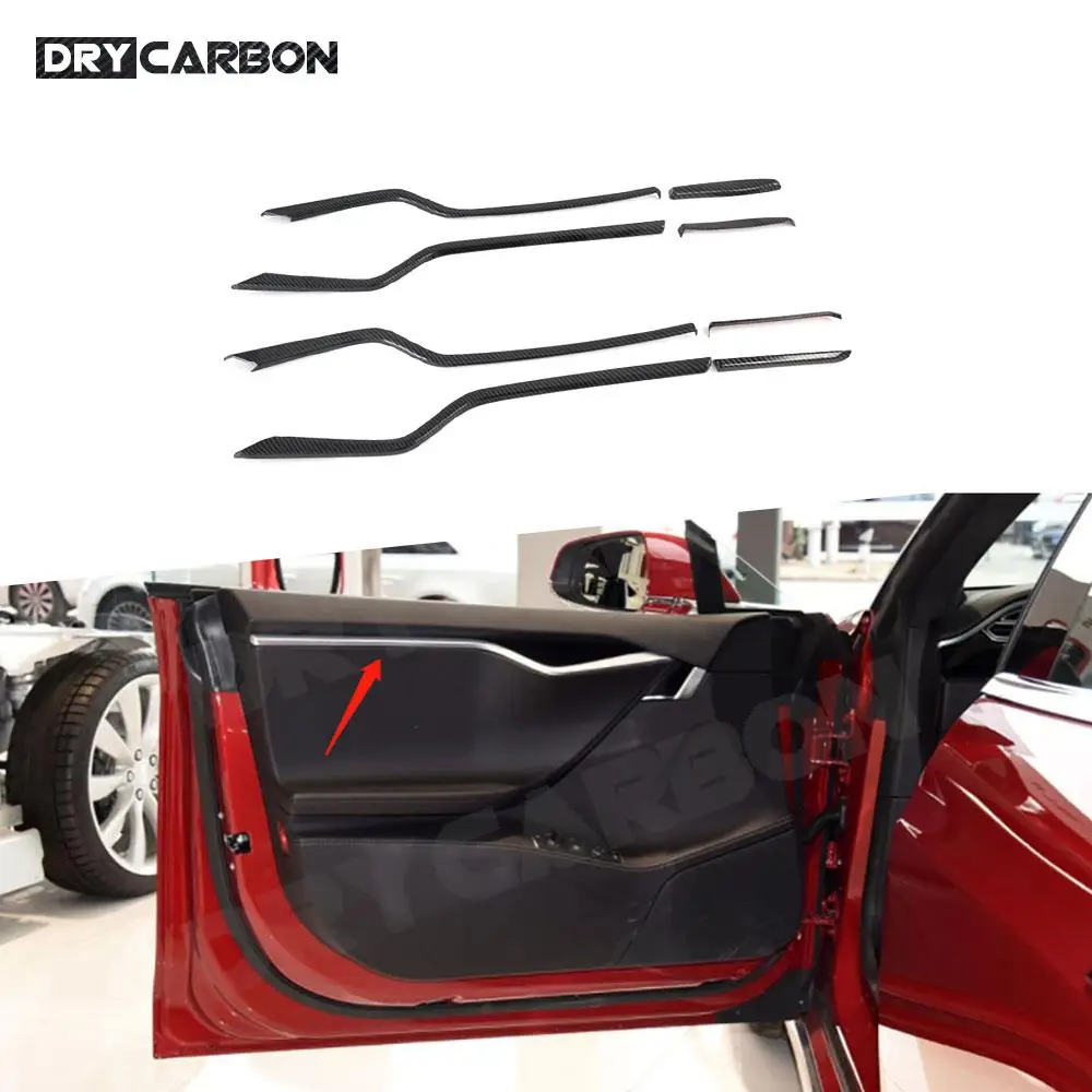 

Аксессуары для украшения автомобиля из углеродного волокна, внутренняя накладка на дверь, внутренние молдинги, накладки для Tesla Model S 2016 2017 2018 2019
