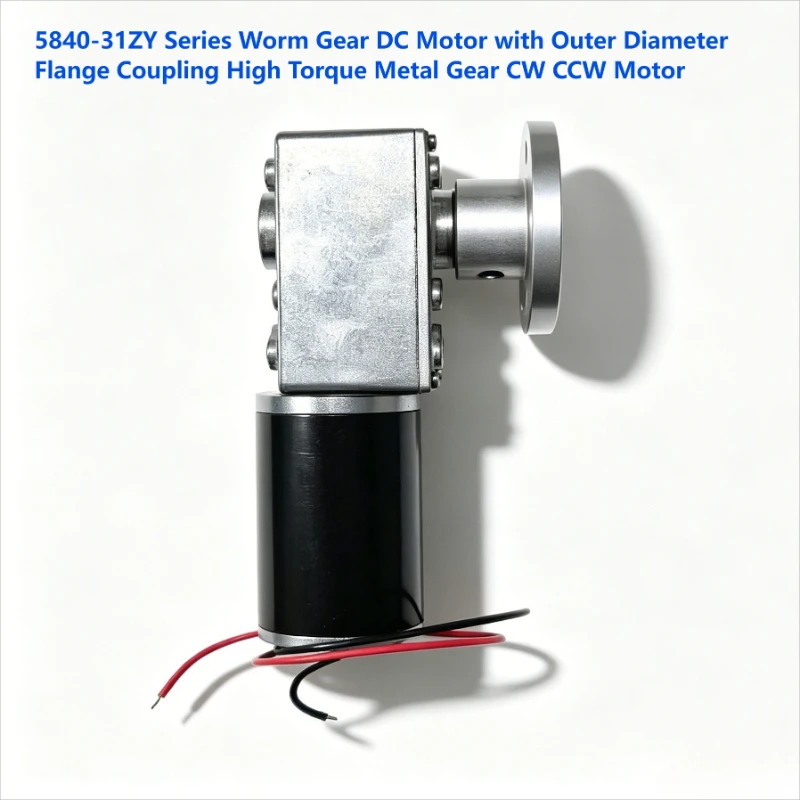 5840-31ZY Series Worm Gear DC Motor with Outer Diameter  Flange Coupling High Torque Metal Gear CW CCW Motor