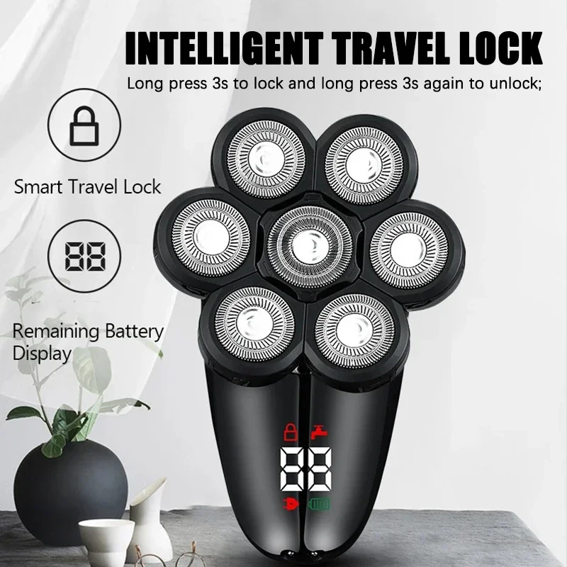 5 In 1 Electric Shaver For Men Bald Head Hair Clipper Nose Trimmer 7D Floating Blade Head Shaving Beard Knife Rechargeable Razor