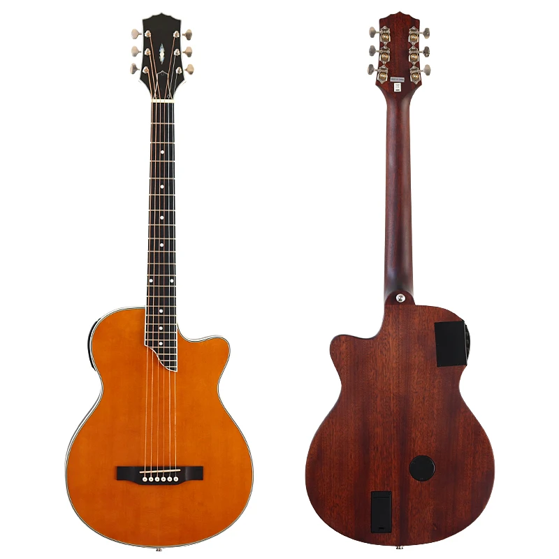 39 inch Solid Spruce wood acoustic guitar high gloss finish 6 string okoume wood body folk guitar with EQ