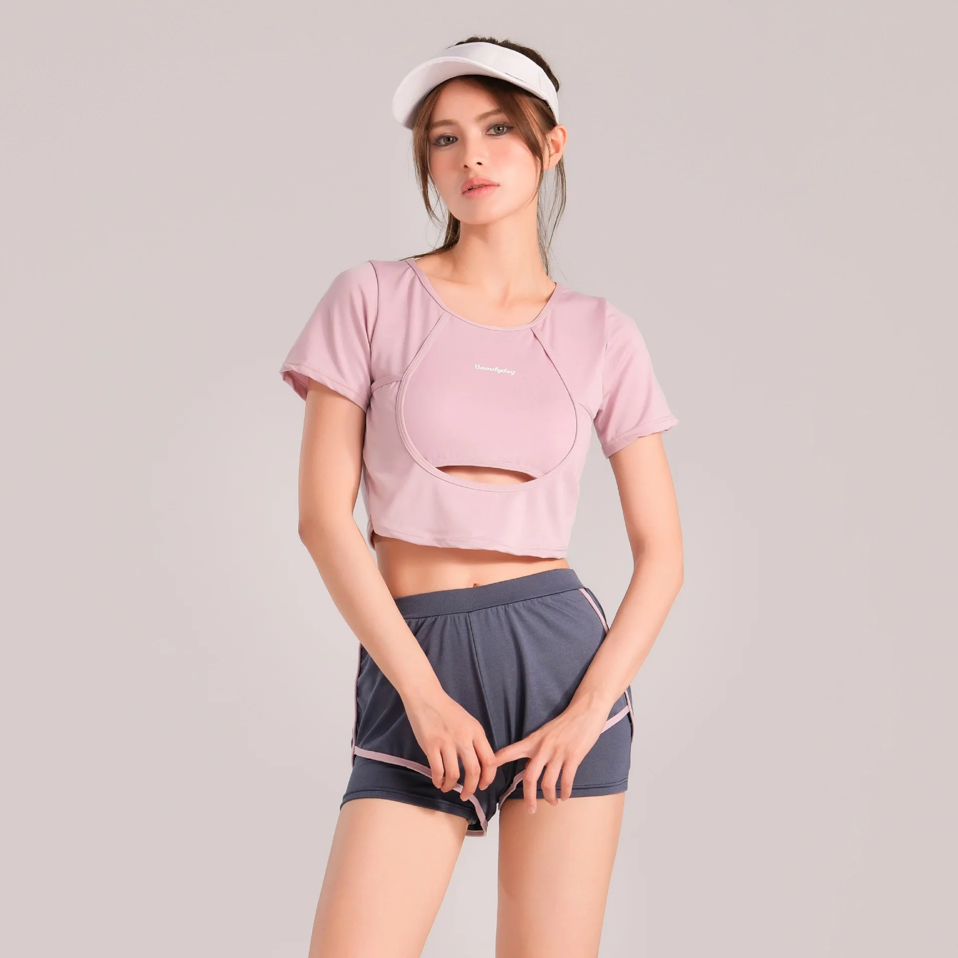 New solid Women's Student Split-Sided Swimsuit Slimming Belly Cover Professional Wholesale Vacation Sports Wear Rash Guard Women
