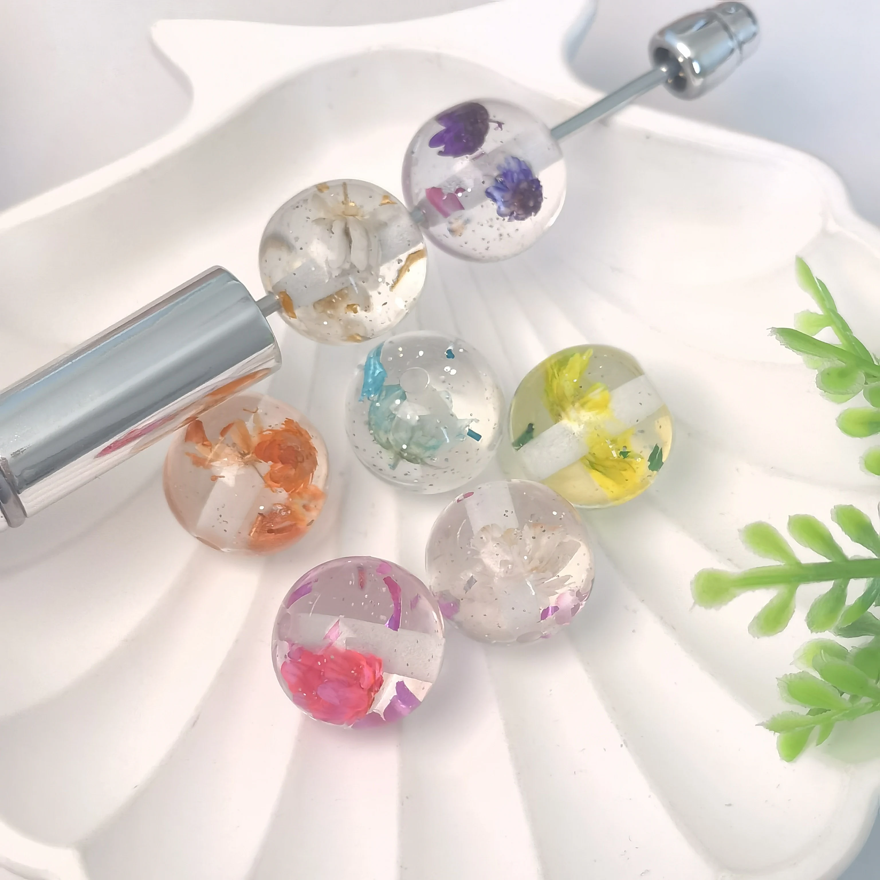 DIY Jewelry Findings Dry Flowers Round Gumball Bubblegum Beads Fit Bracelet Necklace Earring Ornament Accessories 16mm