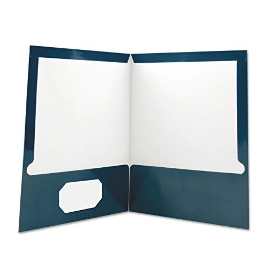 

UNV56418 11 in. x 81 2 in. Cardboard Paper Laminated TwoPocket Folder Navy 25 Pack