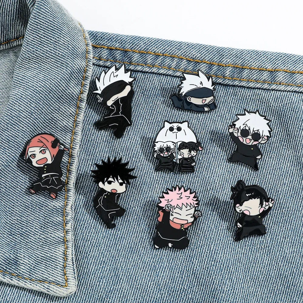 8 Pc Jujutsu Kaisen Cartoon Character Brooch Handsome Eye Mask Enamel Pin Metal Badge Jewelry Backpack Clothing Accessories Gift