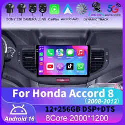 Android 16 For Honda Accord 8 2008 - 2012 Carplay Auto 4G+WIFI GPS Car Radio Navigation Multimedia Video Player Stereo BT