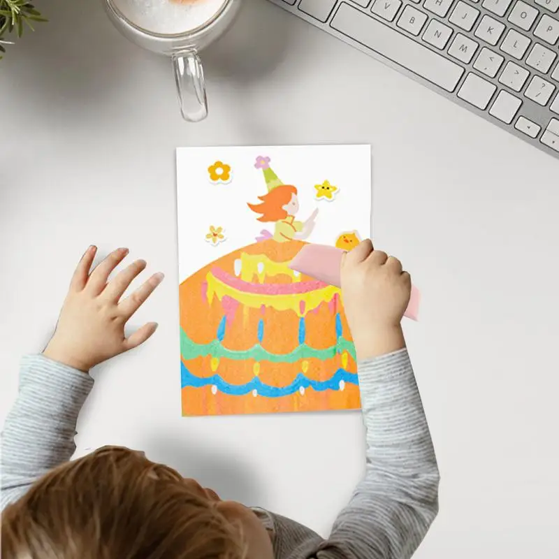 Juego de pintura para rascar papel artístico, Kit de postales hecho a mano para niños, Kit de pintura artística de papel para rascar arcoíris para niños