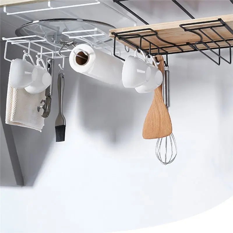 a65i]-1pc-home-kitchen-door-back-iron-storage-rack-holders-nail-free-cupboard-door-hanger-racks-white