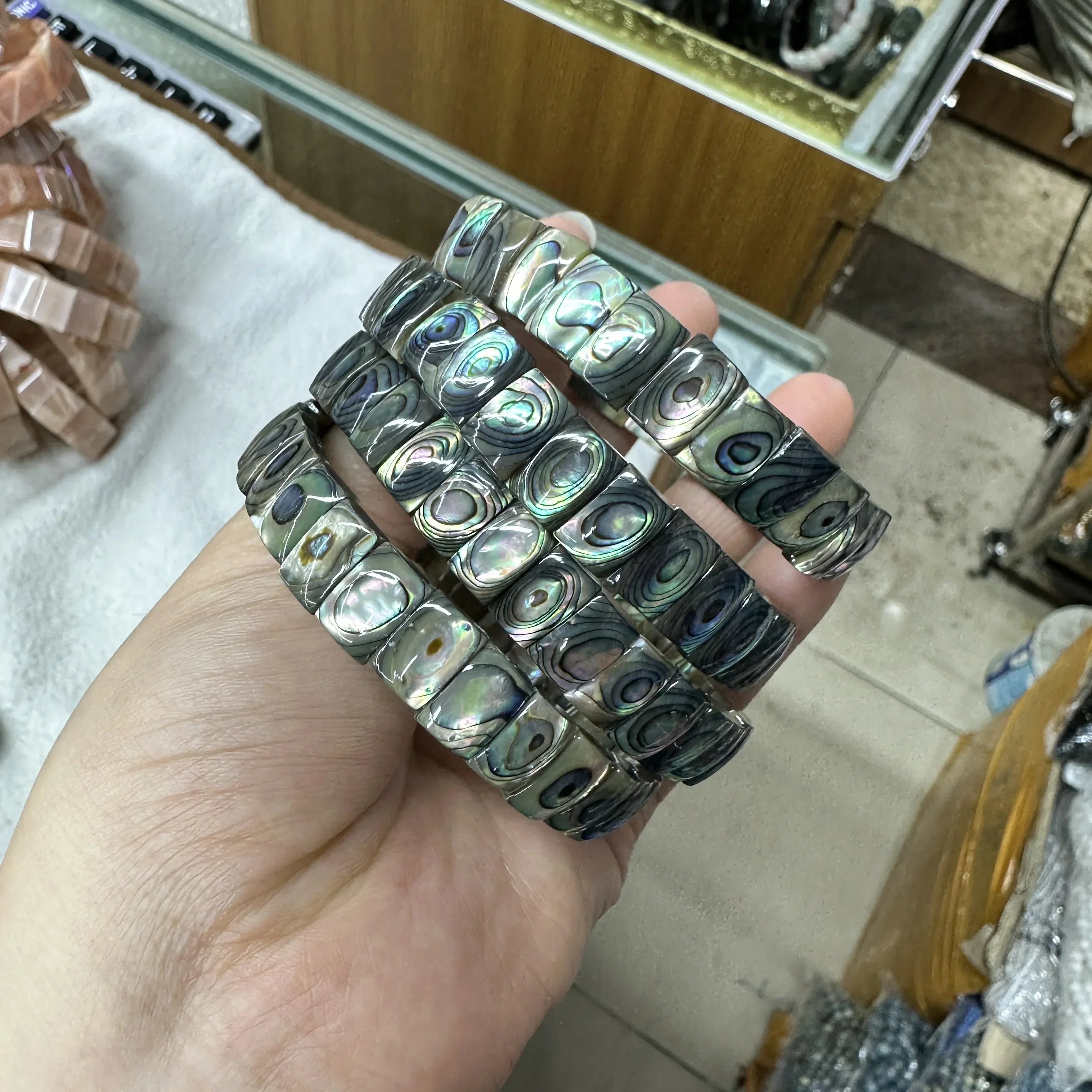 

New Natural Abalone Shell Stone 7x10mm Beads Energy Bracelet - Gemstone Bangle DIY Jewelry for Women Gift Wholesale!