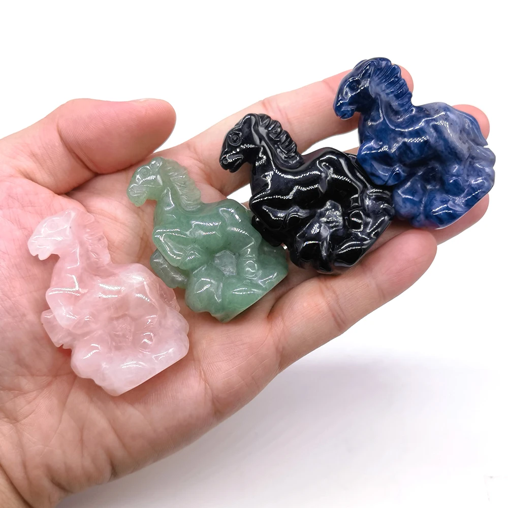 2 "أحجار الطاقة الكريستال الطبيعي الحصان منحوتة الحيوان تمثال الريكي شفاء الأحجار الكريمة الحرف ديكور المنزل هدية الكريسماس #3