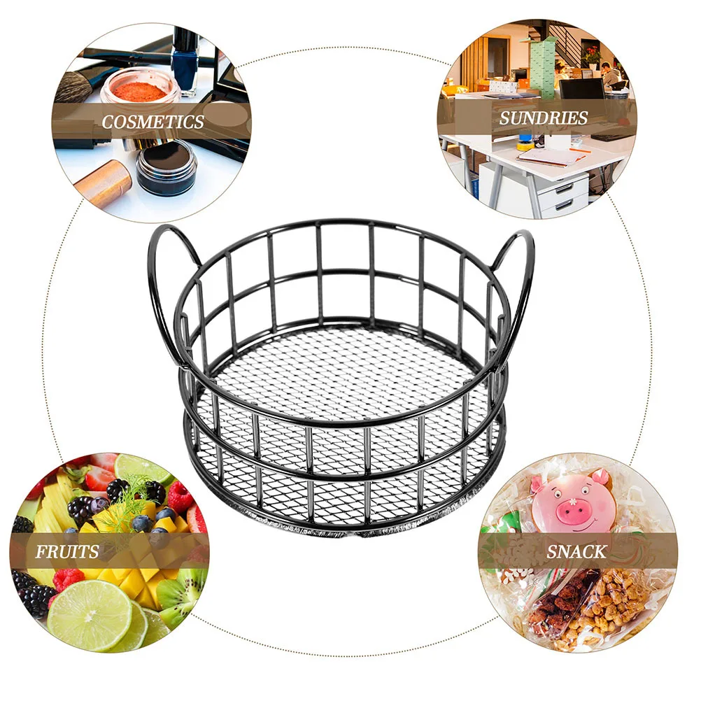 

2Pcs Cat Ear Iron Storage Basket Strong Metal Desktop Organizer for Sundries Makeup Snacks Storage Metal Basket