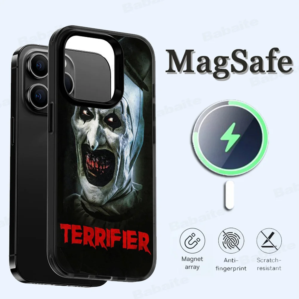 T-Terrifie Phone Case Magesafe Magnetic Wireless Charge Case For iPhone 16 11 12 13 14 15 Pro Max Plus Mini